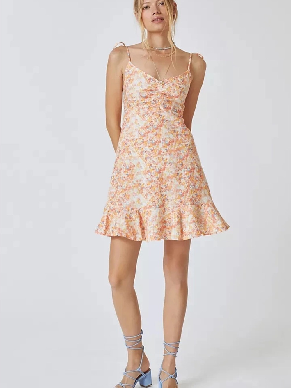 Anthropologie x Cloth & Stone Smocked Mini Linen Dress Size M